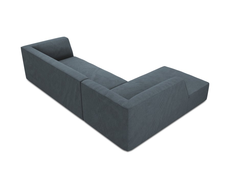 MICADONI Ruby Modul hjrnesofa, venstre, 4 sder - bl corduroy fljl og sort plast
