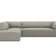 MICADONI Ruby Modul hjrnesofa, venstre, 4 sder - gr corduroy fljl og sort plast