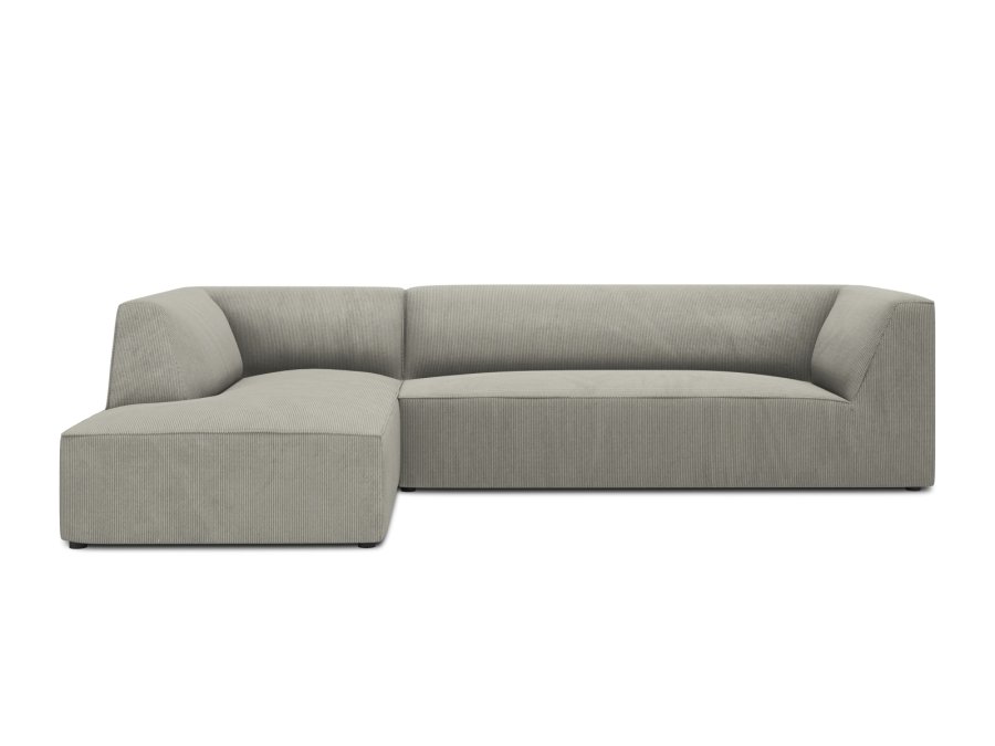 MICADONI Ruby Modul hjrnesofa, venstre, 4 sder - gr corduroy fljl og sort plast