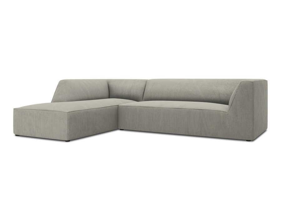 MICADONI Ruby Modul hjrnesofa, venstre, 4 sder - gr corduroy fljl og sort plast