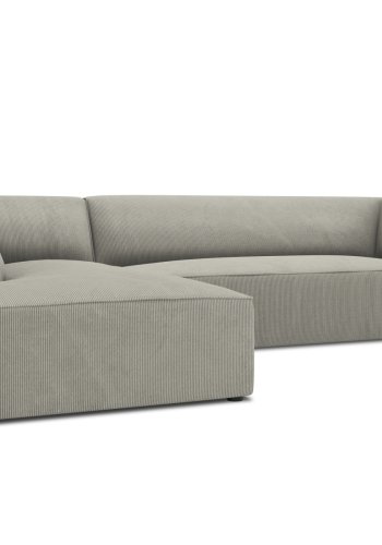 MICADONI Ruby Modul hjrnesofa, venstre, 4 sder - gr corduroy fljl og sort plast