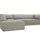 MICADONI Ruby Modul hjrnesofa, venstre, 4 sder - gr corduroy fljl og sort plast