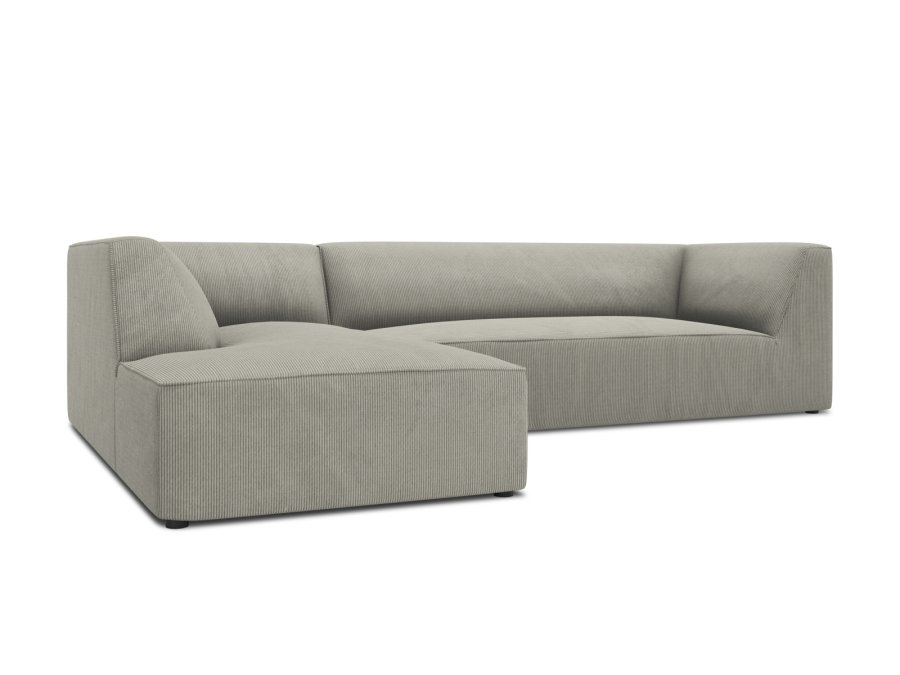 MICADONI Ruby Modul hjrnesofa, venstre, 4 sder - gr corduroy fljl og sort plast