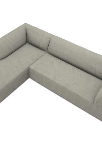 MICADONI Ruby Modul hjrnesofa, venstre, 4 sder - gr corduroy fljl og sort plast