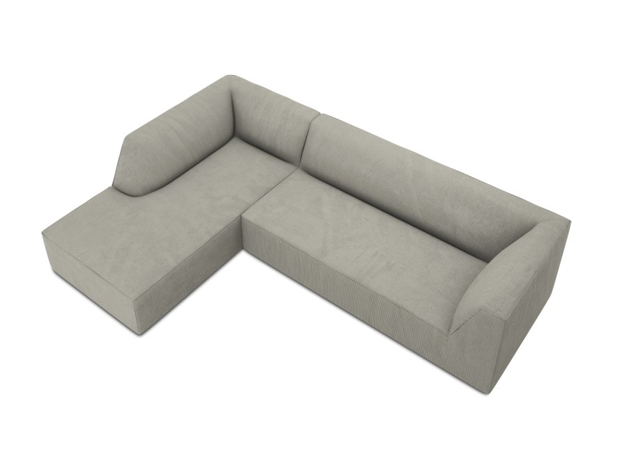 MICADONI Ruby Modul hjrnesofa, venstre, 4 sder - gr corduroy fljl og sort plast
