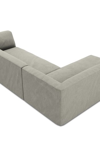 MICADONI Ruby Modul hjrnesofa, venstre, 4 sder - gr corduroy fljl og sort plast