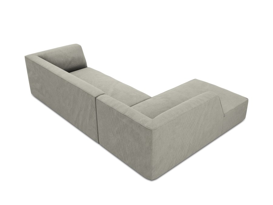 MICADONI Ruby Modul hjrnesofa, venstre, 4 sder - gr corduroy fljl og sort plast