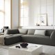 MICADONI Ruby Modul hjrnesofa, venstre, 4 sder - gr corduroy fljl og sort plast