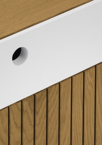 MICADONI Noa sengebord, m. 2 skuffer - hvid/natur tr og natur eg (45x37x51)