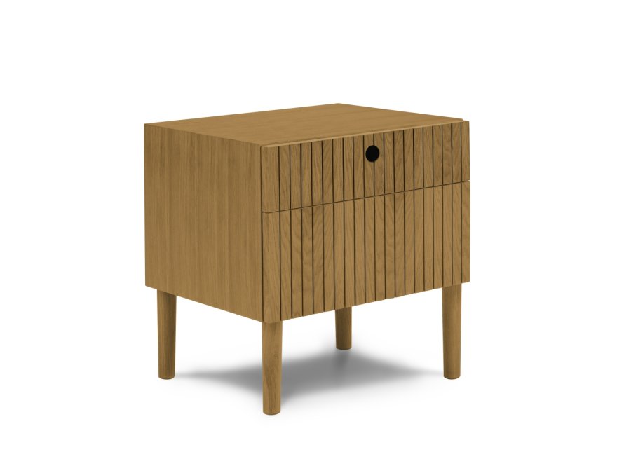 MICADONI Noa sengebord, m. 2 skuffer - natur tr og natur eg (45x37x51)