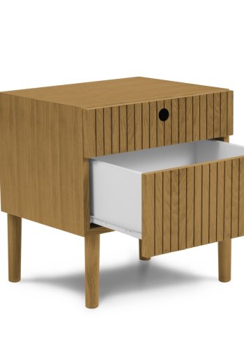 MICADONI Noa sengebord, m. 2 skuffer - natur tr og natur eg (45x37x51)