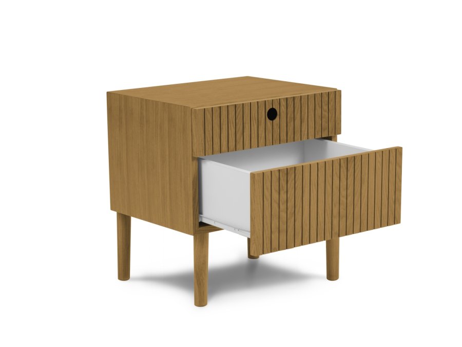 MICADONI Noa sengebord, m. 2 skuffer - natur tr og natur eg (45x37x51)