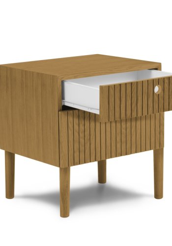 MICADONI Noa sengebord, m. 2 skuffer - natur tr og natur eg (45x37x51)