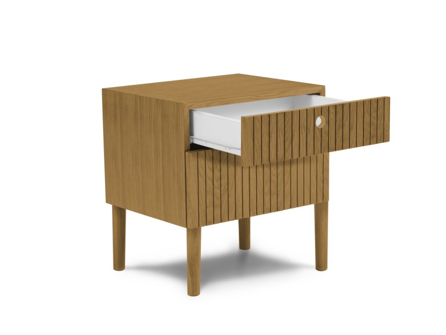 MICADONI Noa sengebord, m. 2 skuffer - natur tr og natur eg (45x37x51)