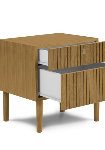 MICADONI Noa sengebord, m. 2 skuffer - natur tr og natur eg (45x37x51)