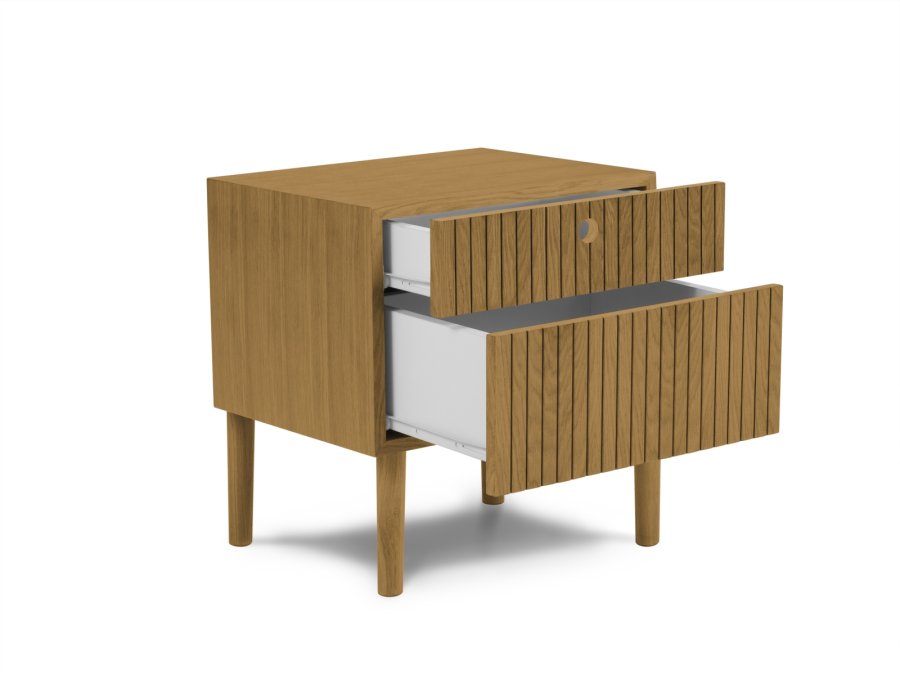 MICADONI Noa sengebord, m. 2 skuffer - natur tr og natur eg (45x37x51)