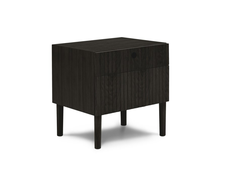 MICADONI Noa sengebord, m. 2 skuffer - sort tr og sort eg (45x37x51)