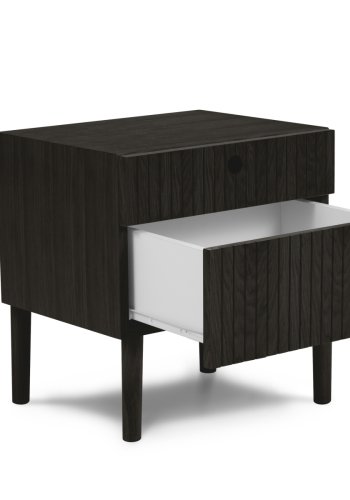 MICADONI Noa sengebord, m. 2 skuffer - sort tr og sort eg (45x37x51)