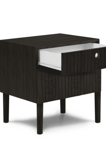 MICADONI Noa sengebord, m. 2 skuffer - sort tr og sort eg (45x37x51)