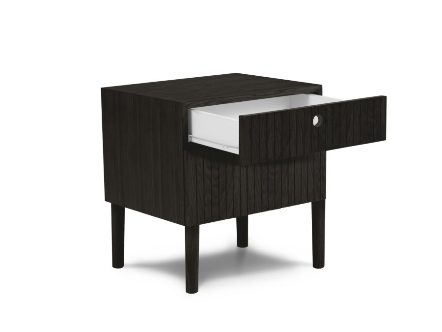 MICADONI Noa sengebord, m. 2 skuffer - sort tr og sort eg (45x37x51)