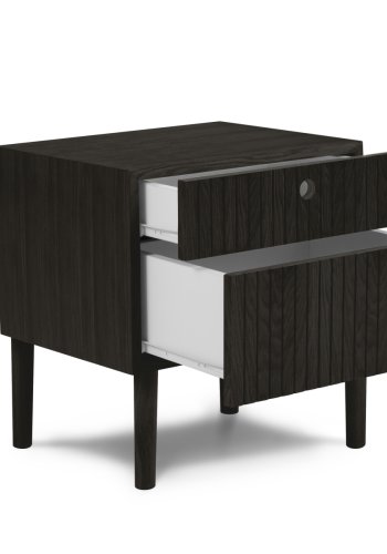 MICADONI Noa sengebord, m. 2 skuffer - sort tr og sort eg (45x37x51)