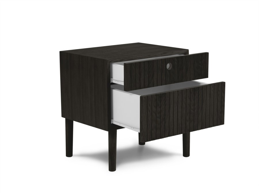 MICADONI Noa sengebord, m. 2 skuffer - sort tr og sort eg (45x37x51)