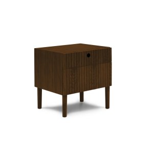 MICADONI Noa sengebord, m. 2 skuffer - brun tr og brun eg (45x37x51)