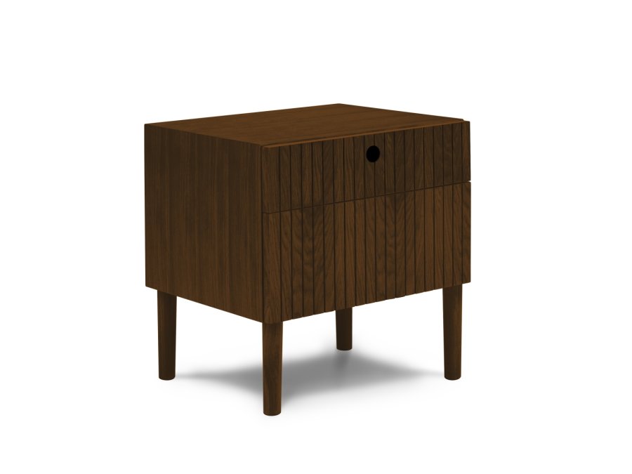 MICADONI Noa sengebord, m. 2 skuffer - brun tr og brun eg (45x37x51)