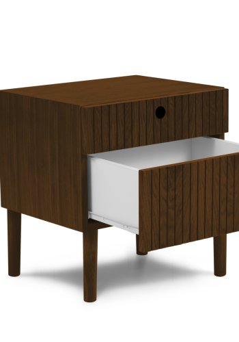 MICADONI Noa sengebord, m. 2 skuffer - brun tr og brun eg (45x37x51)