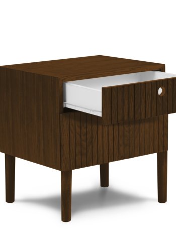 MICADONI Noa sengebord, m. 2 skuffer - brun tr og brun eg (45x37x51)