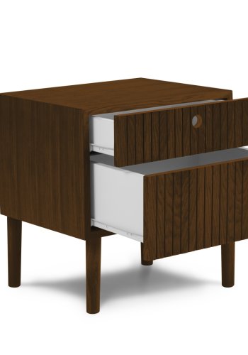 MICADONI Noa sengebord, m. 2 skuffer - brun tr og brun eg (45x37x51)