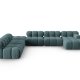 MICADONI Bellis Modular Panoramic hjrnesofa, venstre, 7 sder - bl fljl og sort plastik