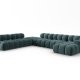 MICADONI Bellis Modular Panoramic hjrnesofa, venstre, 7 sder - bl fljl og sort plastik