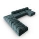 MICADONI Bellis Modular Panoramic hjrnesofa, venstre, 7 sder - bl fljl og sort plastik