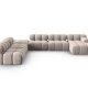 MICADONI Bellis Modular Panoramic hjrnesofa, venstre, 7 sder - beige fljl og sort plastik