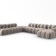 MICADONI Bellis Modular Panoramic hjrnesofa, venstre, 7 sder - beige fljl og sort plastik