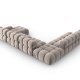 MICADONI Bellis Modular Panoramic hjrnesofa, venstre, 7 sder - beige fljl og sort plastik