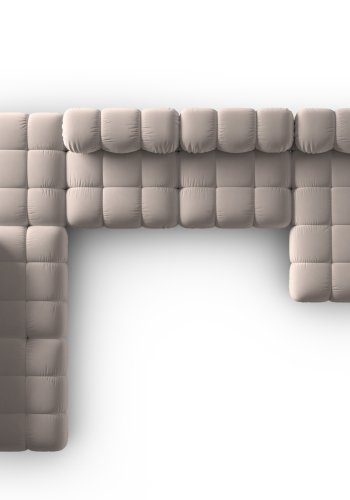 MICADONI Bellis Modular Panoramic hjrnesofa, venstre, 7 sder - beige fljl og sort plastik