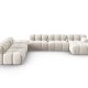 MICADONI Bellis Modular Panoramic hjrnesofa, venstre, 7 sder - beige fljl og sort plastik
