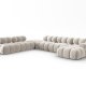 MICADONI Bellis Modular Panoramic hjrnesofa, venstre, 7 sder - beige fljl og sort plastik