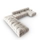 MICADONI Bellis Modular Panoramic hjrnesofa, venstre, 7 sder - beige fljl og sort plastik