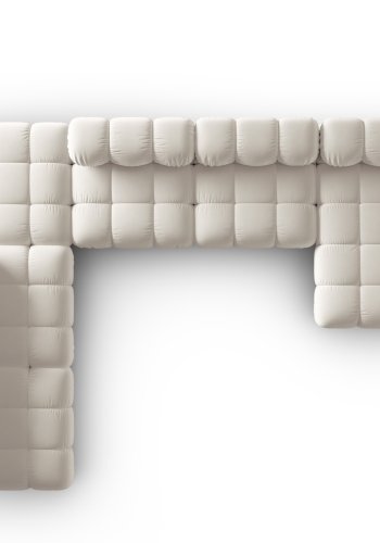 MICADONI Bellis Modular Panoramic hjrnesofa, venstre, 7 sder - beige fljl og sort plastik
