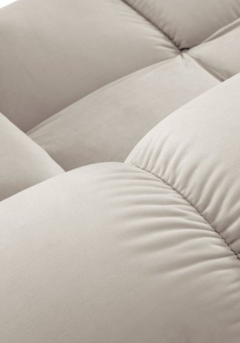 MICADONI Bellis Modular Panoramic hjrnesofa, venstre, 7 sder - beige fljl og sort plastik