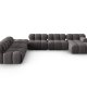 MICADONI Bellis Modular Panoramic hjrnesofa, venstre, 7 sder - antracitgr fljl og sort plastik