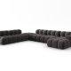 MICADONI Bellis Modular Panoramic hjrnesofa, venstre, 7 sder - antracitgr fljl og sort plastik