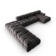MICADONI Bellis Modular Panoramic hjrnesofa, venstre, 7 sder - antracitgr fljl og sort plastik