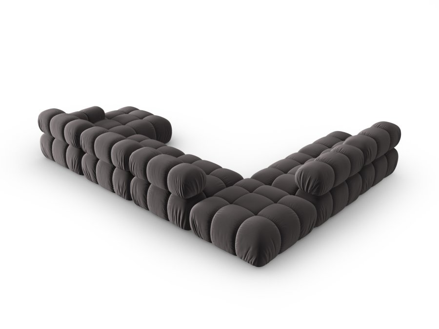 MICADONI Bellis Modular Panoramic hjrnesofa, venstre, 7 sder - antracitgr fljl og sort plastik