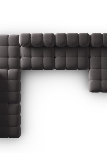 MICADONI Bellis Modular Panoramic hjrnesofa, venstre, 7 sder - antracitgr fljl og sort plastik