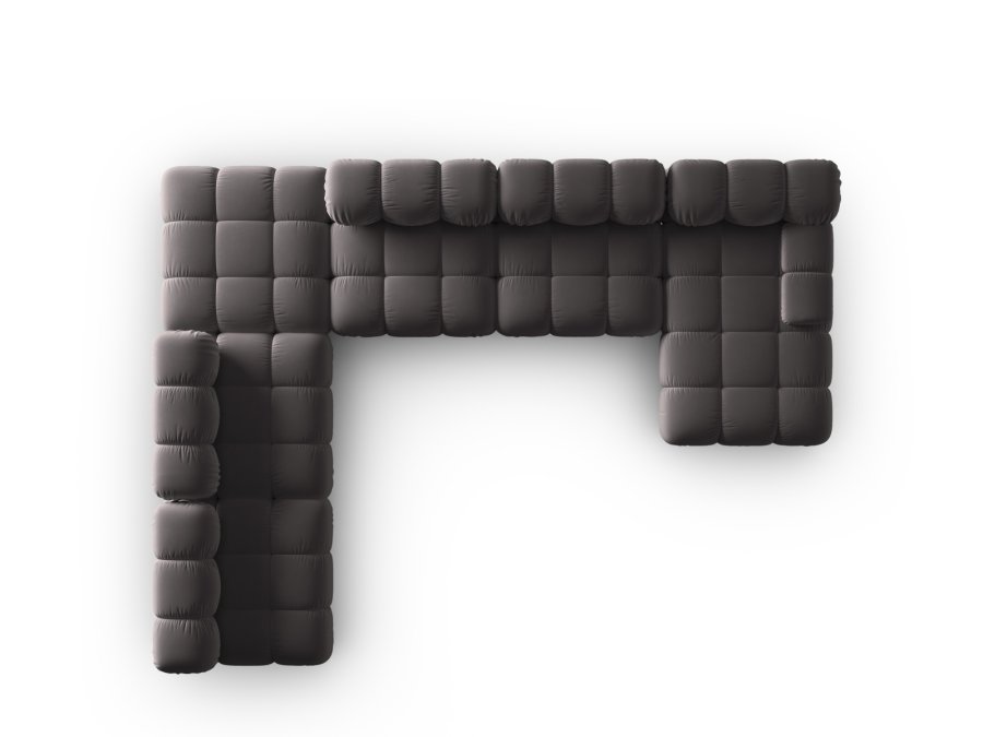 MICADONI Bellis Modular Panoramic hjrnesofa, venstre, 7 sder - antracitgr fljl og sort plastik