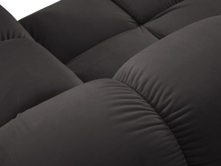 MICADONI Bellis Modular Panoramic hjrnesofa, venstre, 7 sder - antracitgr fljl og sort plastik